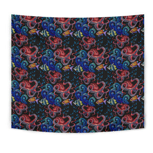 Octopus Sea Wave Tropical Fishe Pattern Wall Tapestry