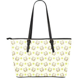 Cute Cartoon Frog Baby Pattern Large Leather Tote Bag