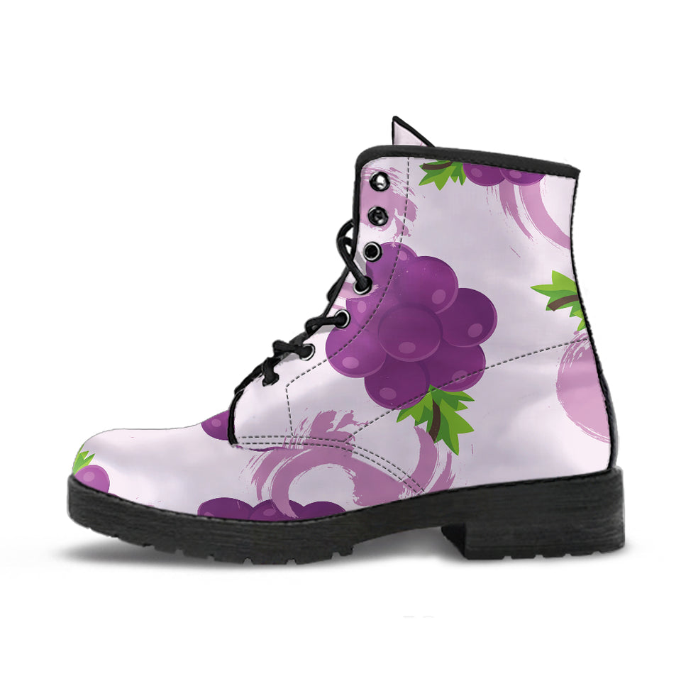 Cute Grape Pattern Leather Boots