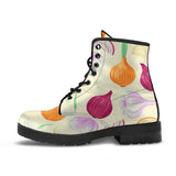 Onion Garlic White Red Pattern Leather Boots