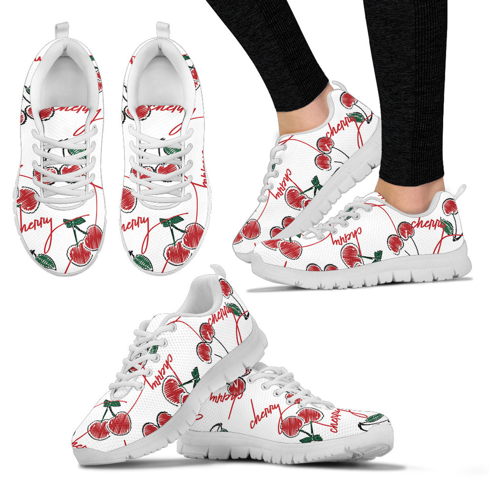 Hand Drawn Cherry Pattern Women'S Sneaker Shoes