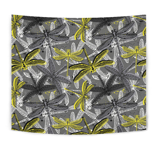Hand Drawn Dragonfly Pattern Wall Tapestry