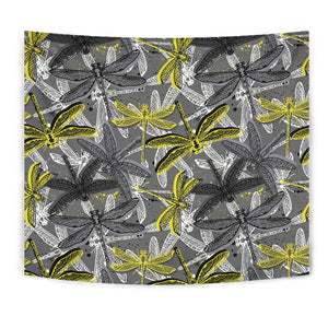 Hand Drawn Dragonfly Pattern Wall Tapestry