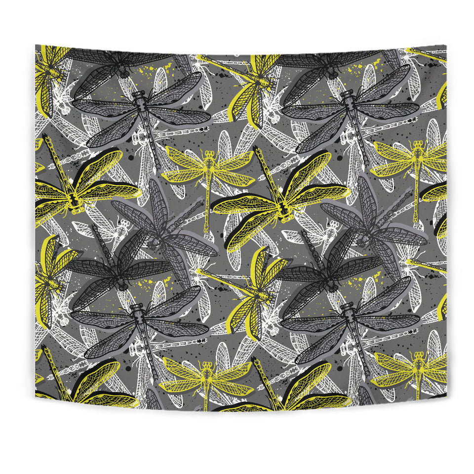 Hand Drawn Dragonfly Pattern Wall Tapestry