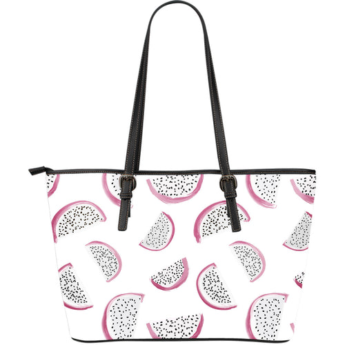 Dragon Fruit Pattern Large Leather Tote Bag