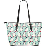 Cute Penguin Pattern Large Leather Tote Bag