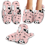 Cows Milk Product Pink Background Slippers