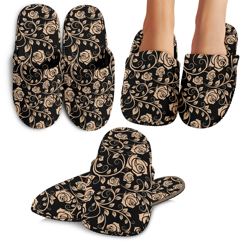 Rose Pattern Print Design 04 Slippers