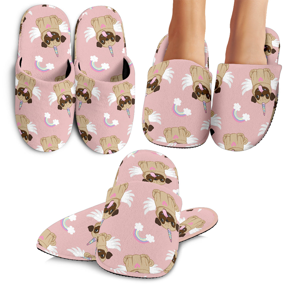 Cute Unicorn Pug Pattern Slippers