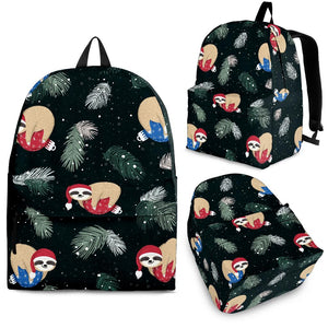 Cute Sloths Sleeping Christmas Ball Santa Hat Pattern Backpack
