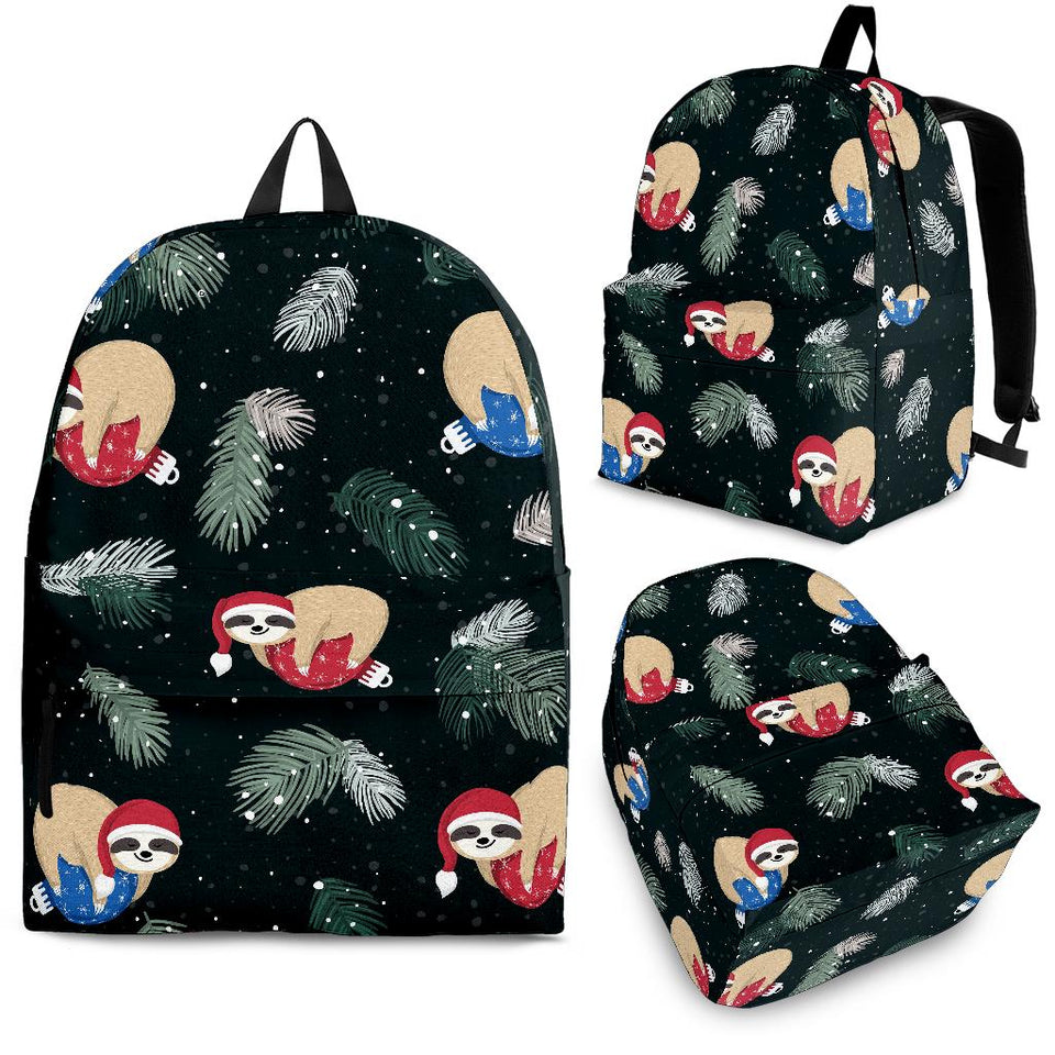 Cute Sloths Sleeping Christmas Ball Santa Hat Pattern Backpack