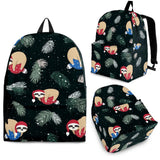 Cute Sloths Sleeping Christmas Ball Santa Hat Pattern Backpack