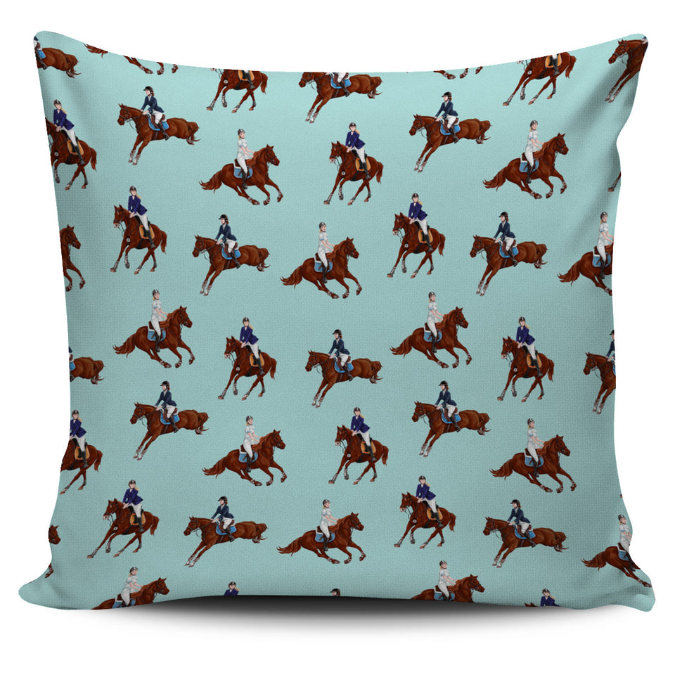 Horses Running Horses Rider Pattern Pillow Cover