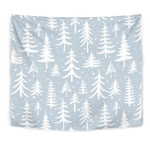 Christmas Tree Winter Forest Pattern Wall Tapestry