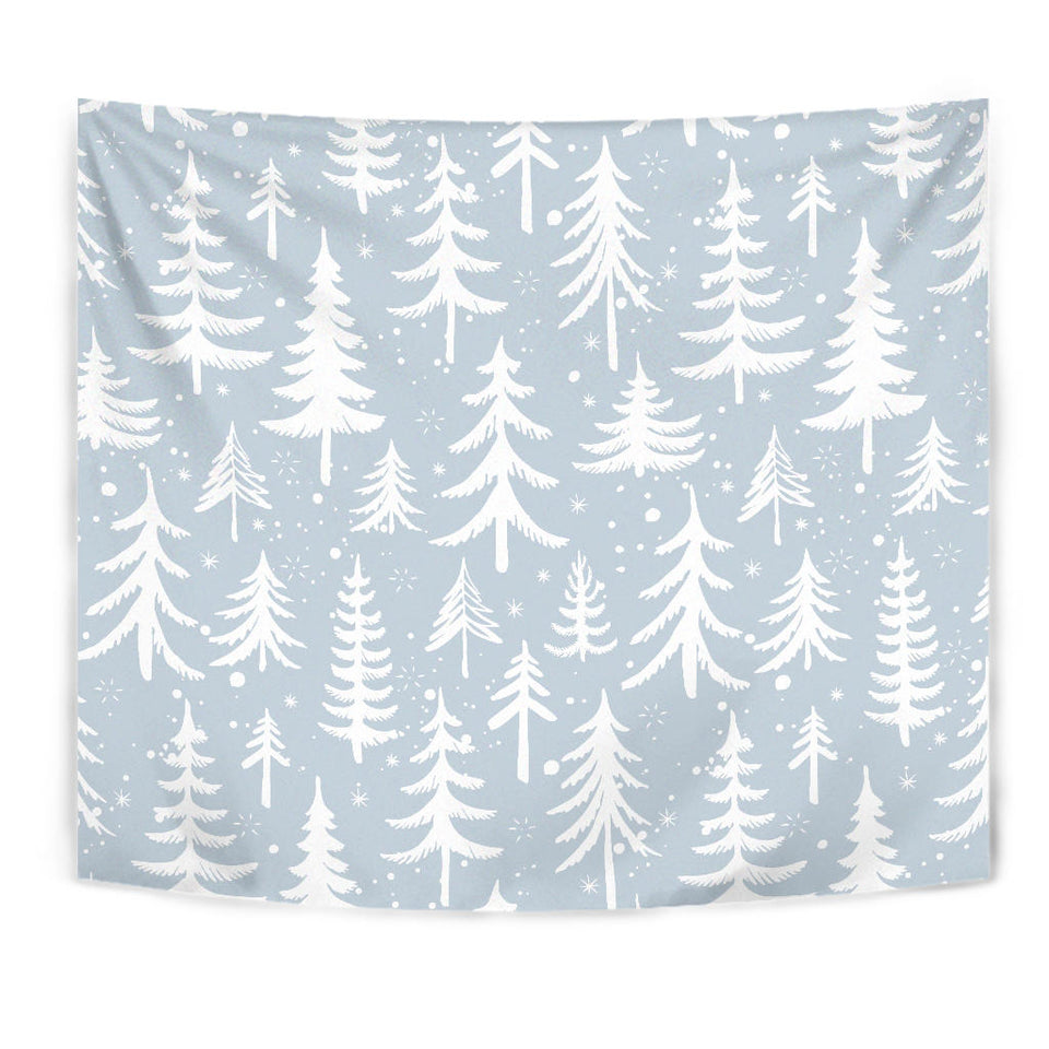 Christmas Tree Winter Forest Pattern Wall Tapestry