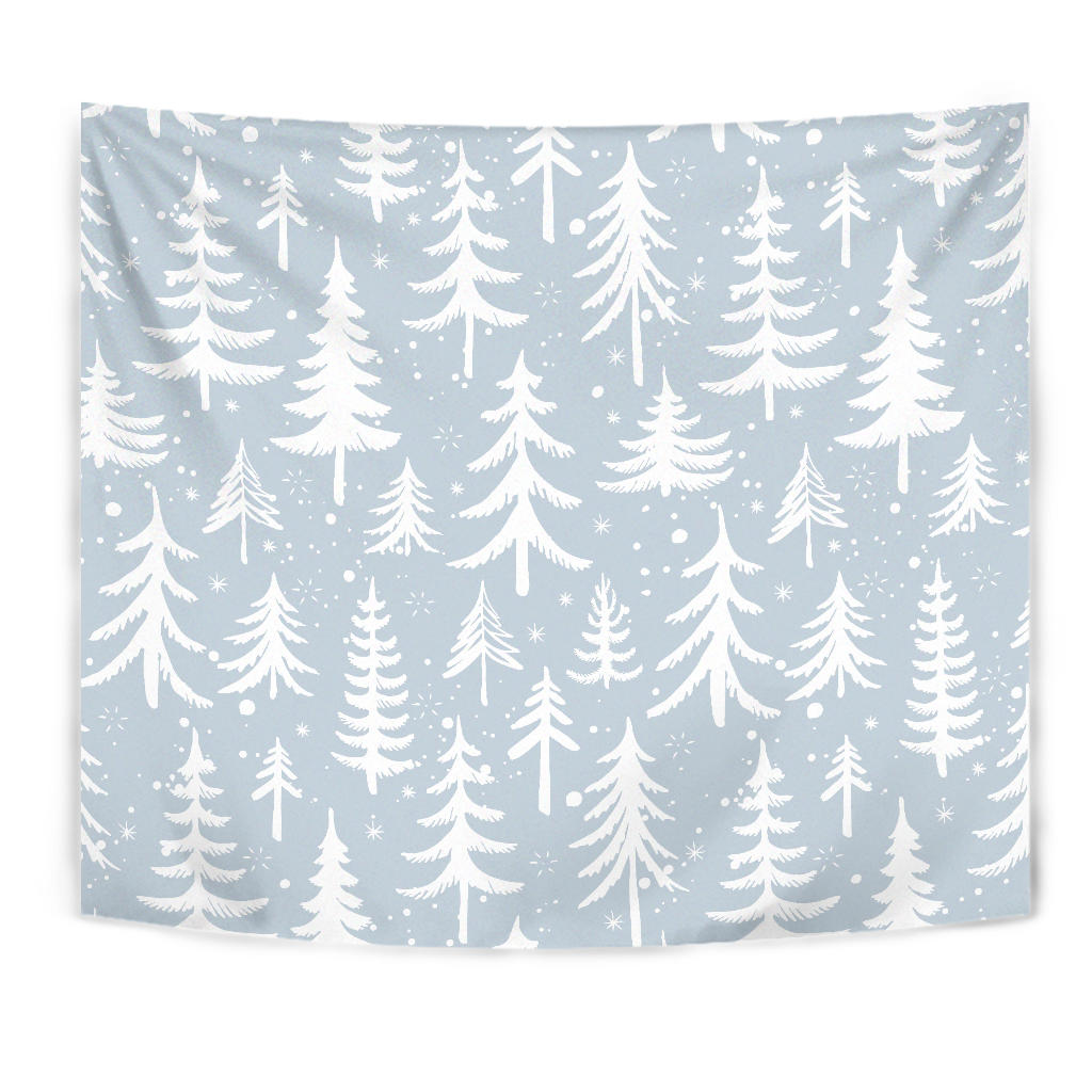 Christmas Tree Winter Forest Pattern Wall Tapestry
