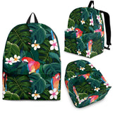 Parrot Palm Tree Leaves Flower Hibiscus Pattern Backpack
