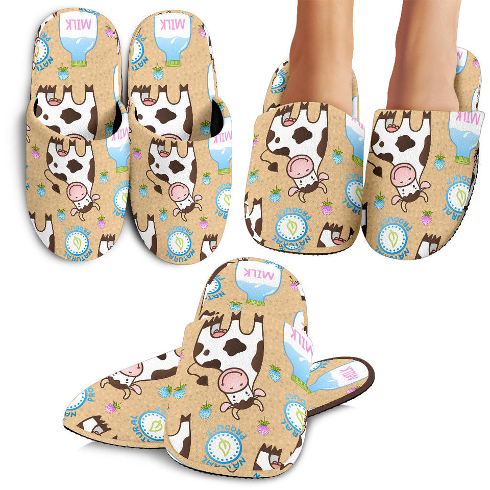 Cow Bottle Of Milk Pattern Slippers