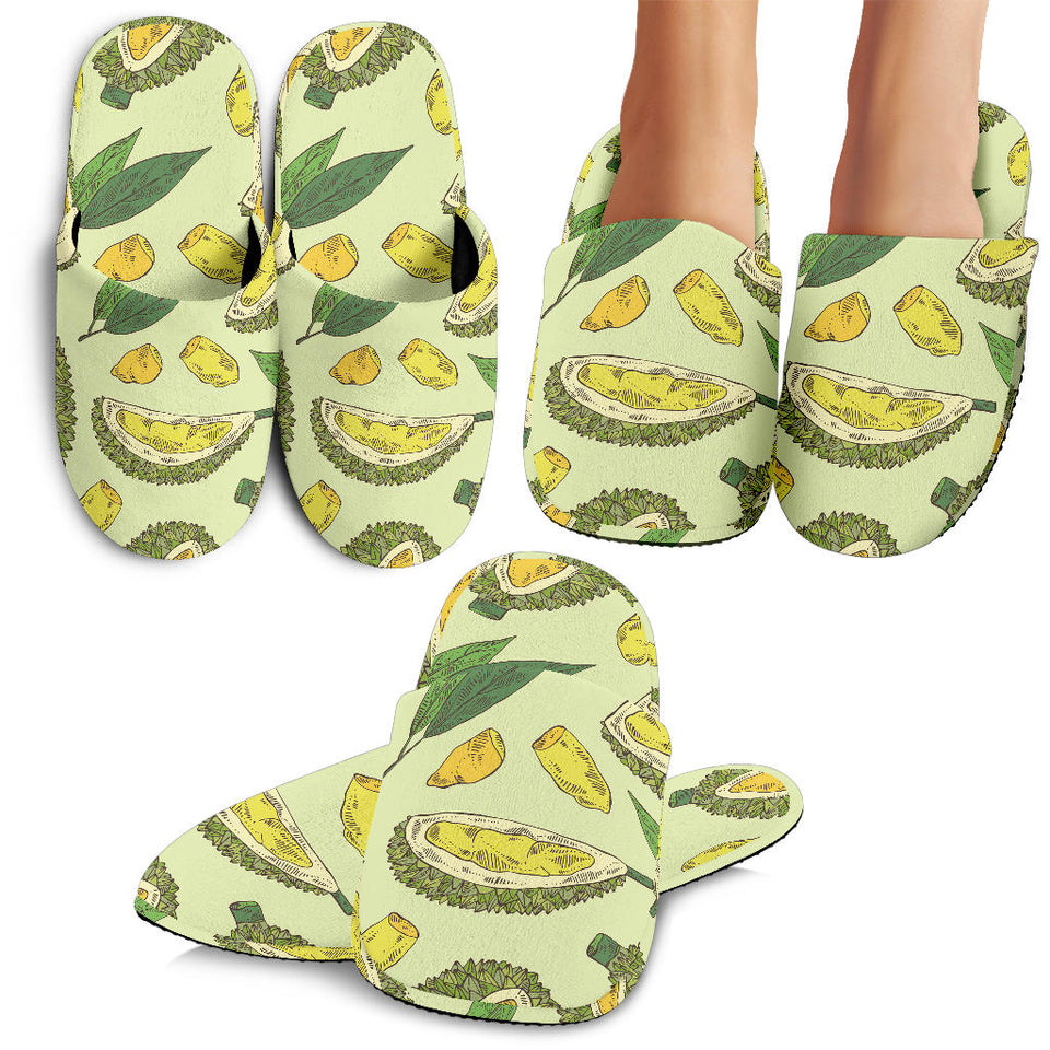Durian Leaves Pattern Background Slippers