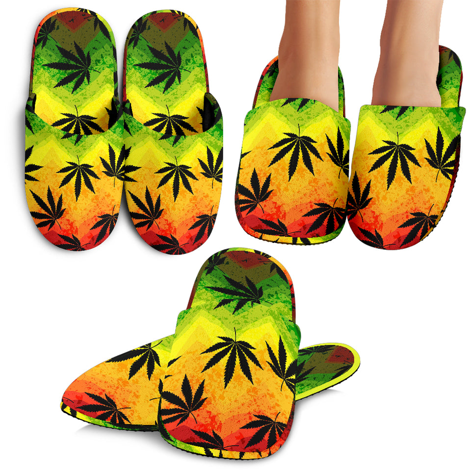 Canabis Marijuana Weed Pattern Print Design 03 Slippers