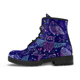 Cute Owls Pattern Boho Style Ornament Leather Boots