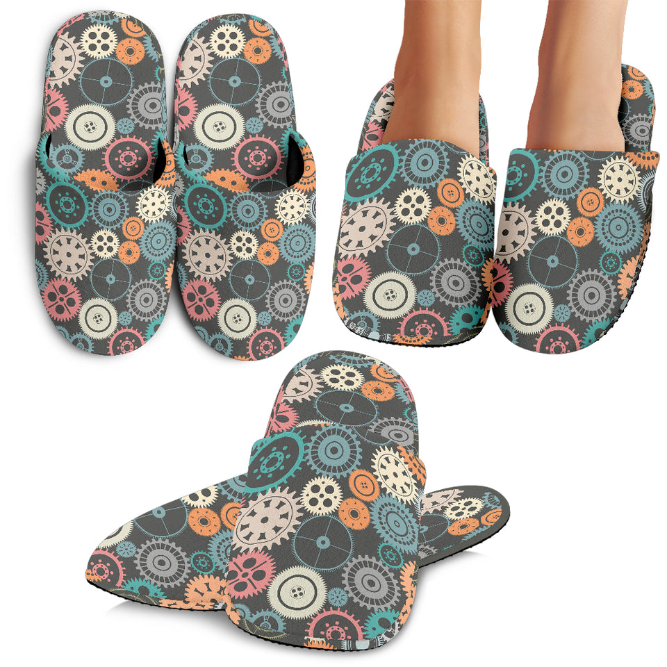 Gear Pattern Print Design 05 Slippers
