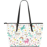 Colorful Unicorn Pattern Large Leather Tote Bag