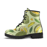 Durian Leaves Pattern Background Leather Boots