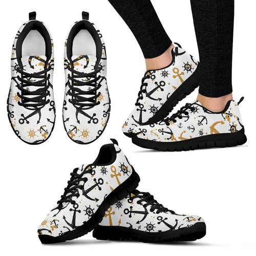 Anchors Rudders Pattern Women'S Sneaker Shoes