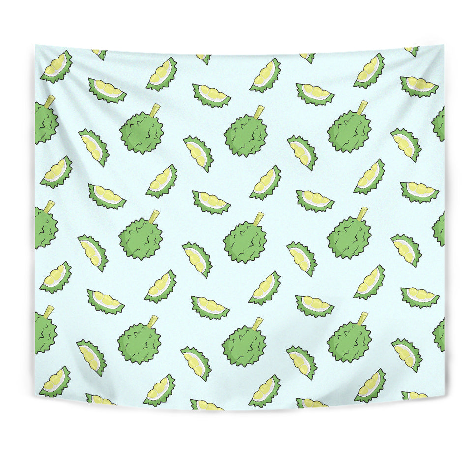 Durian Pattern Blue Background Wall Tapestry