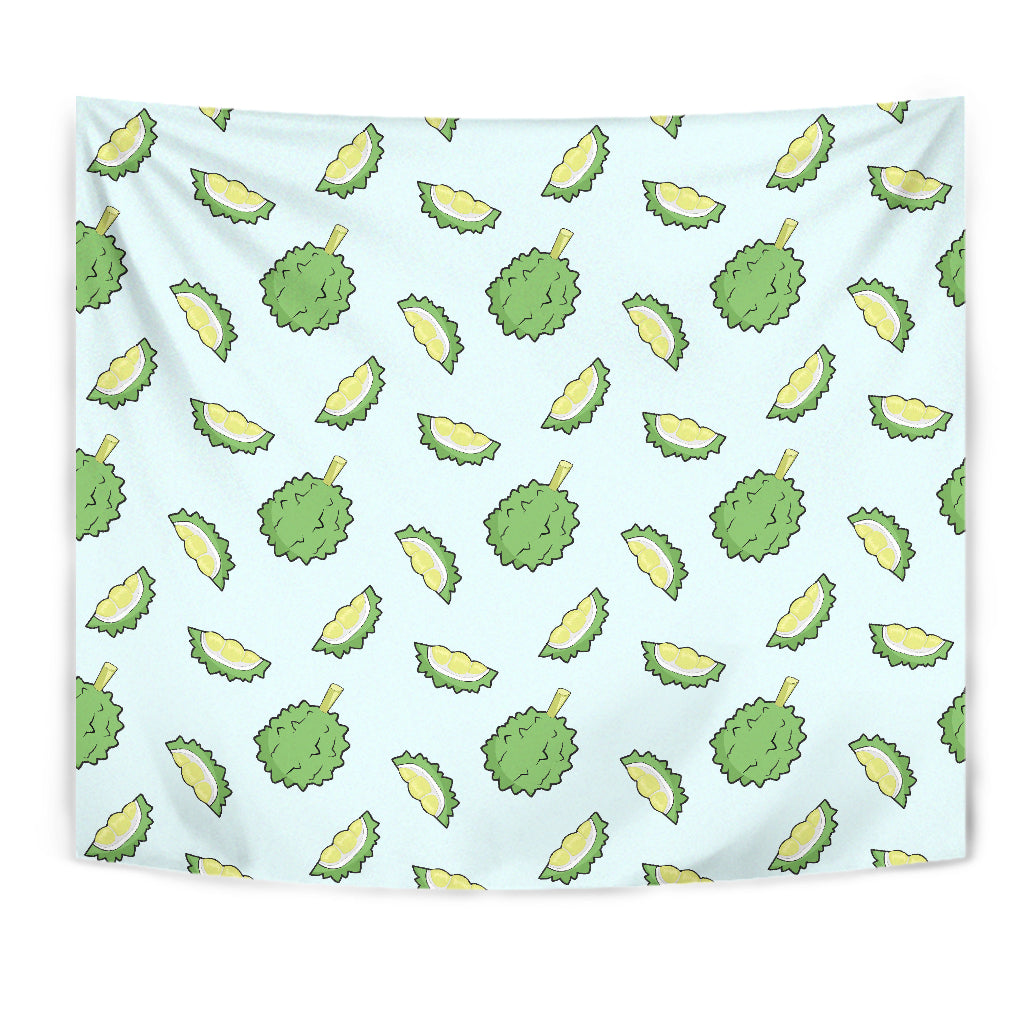 Durian Pattern Blue Background Wall Tapestry