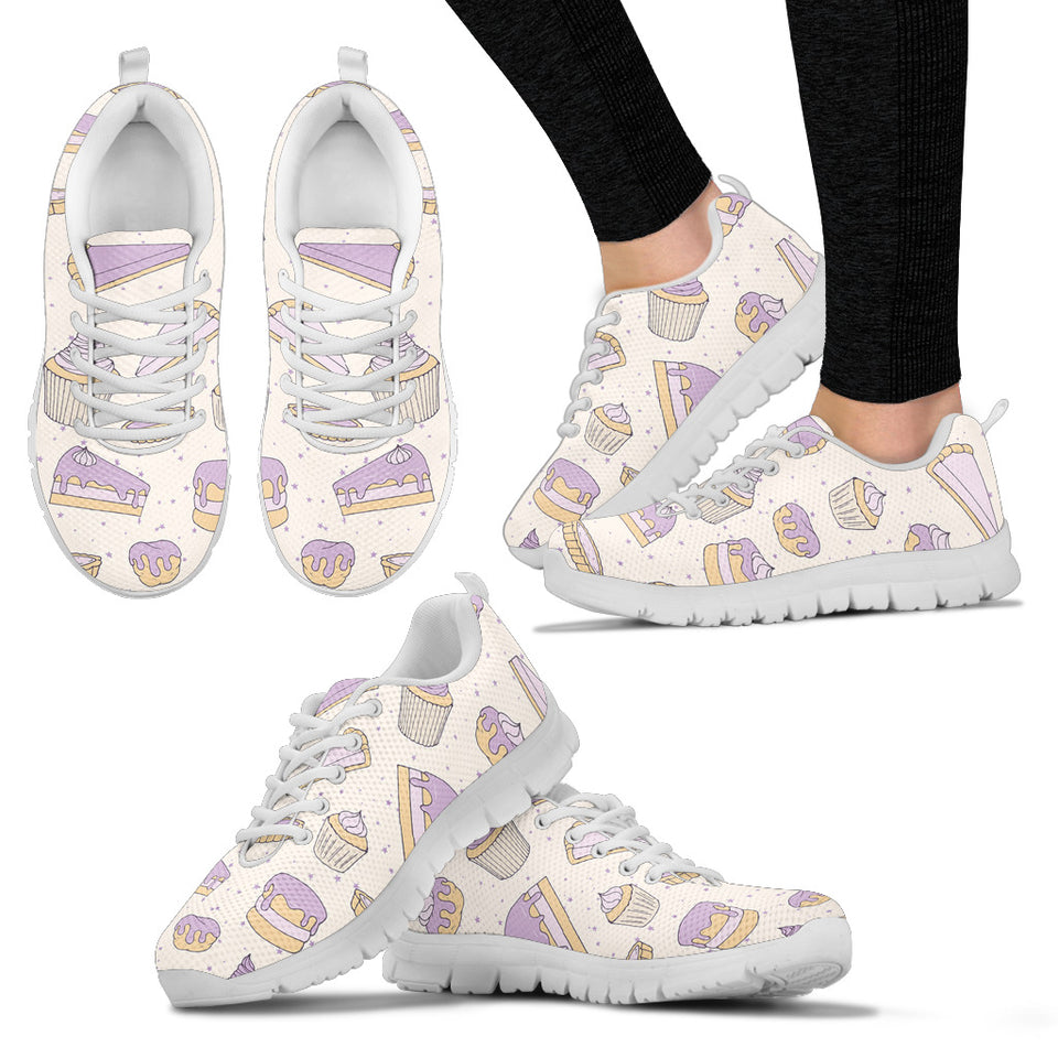Cakes Pies Tarts Muffins And Eclairs Purple Blueberry Topping Pattern Women'S Sneaker Shoes