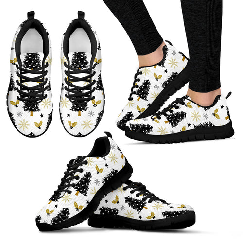 Christmas Tree Holly Snow Star Pattern Women'S Sneaker Shoes