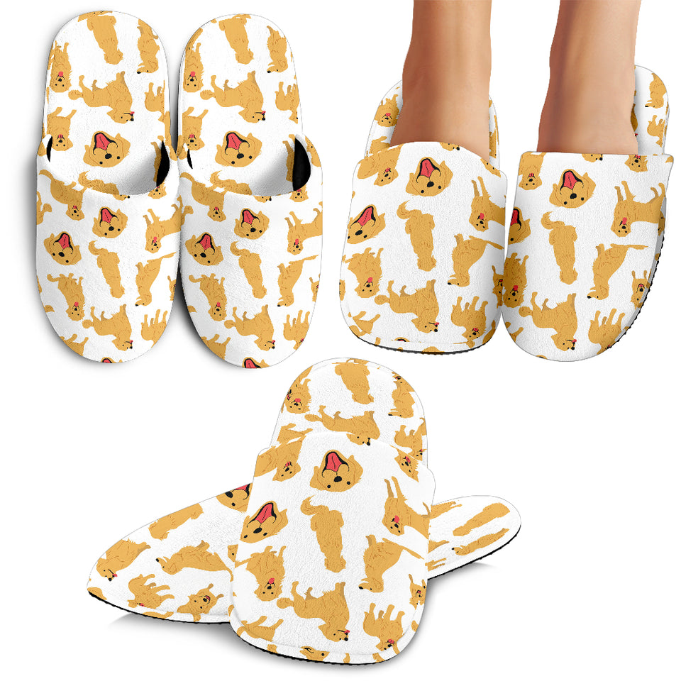 Golden Retriever Pattern Print Design 05 Slippers