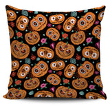 Pumpkin Flowers Spiderweb Halloween Theme Pillow Cover