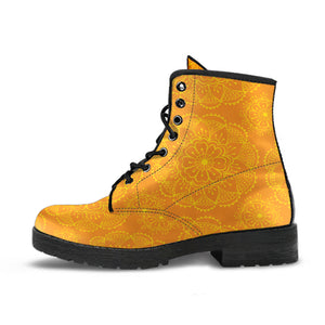 Orange Traditional Indian Element Pattern Leather Boots