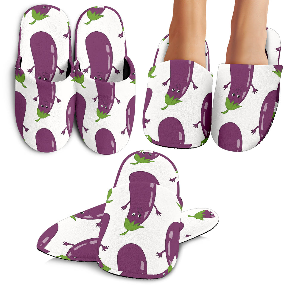 Eggplant Pattern Print Design 01 Slippers