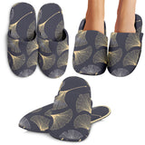 Gold Ginkgo Leaves Slippers