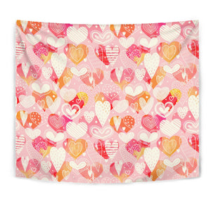 Hand Drawn Heart Design Pattern Wall Tapestry