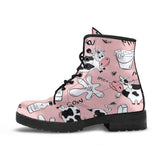 Cows Milk Product Pink Background Leather Boots