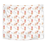 Chihuahua Bone Paw Pattern Wall Tapestry