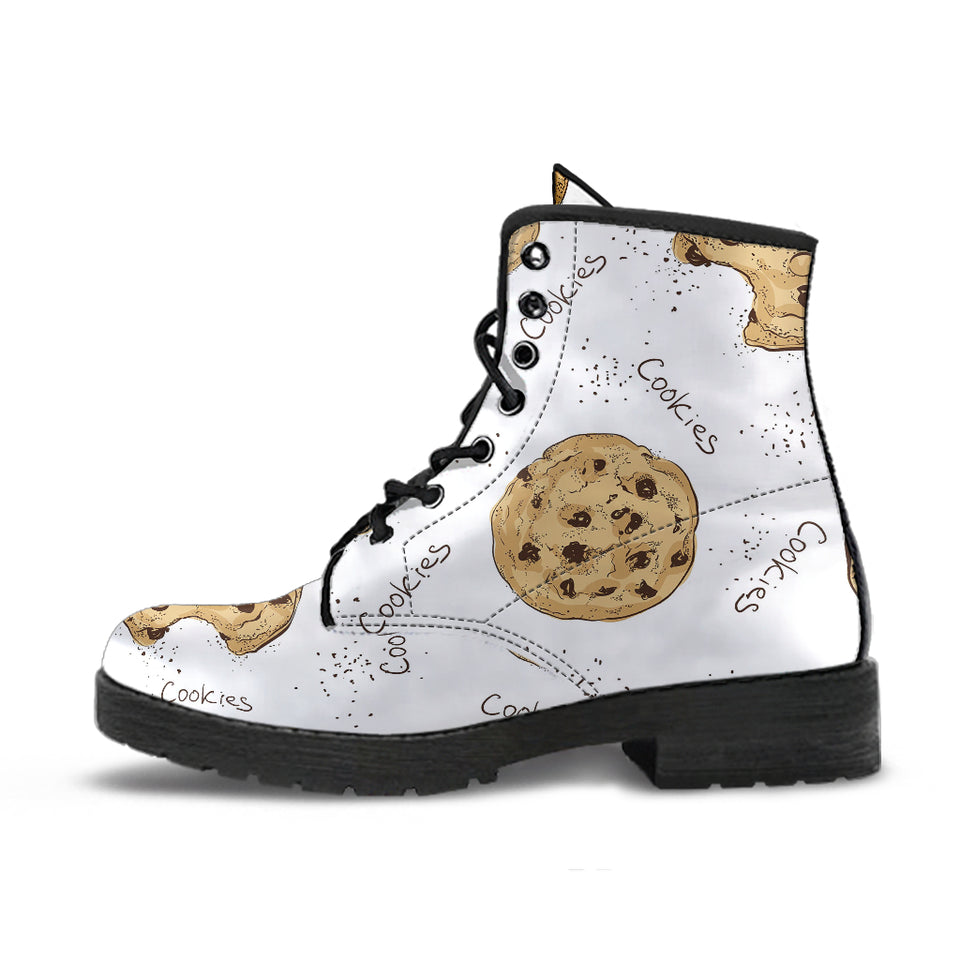 Sketch Style Cookie Pattern Leather Boots