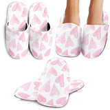 Watercolor Pink Heart Pattern Slippers