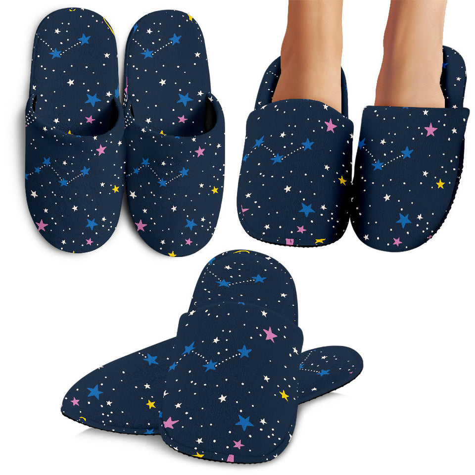 Space Pattern With Planets, Comets, Constellations And Stars Slippers
