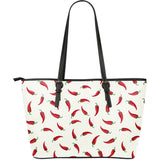 Chili Peppers Pattern Large Leather Tote Bag