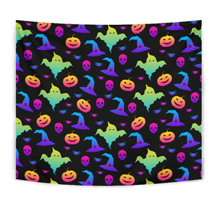 Colorful Halloween Background Wall Tapestry