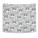 Cute Raccoons Leaves Dot Wall Tapestry