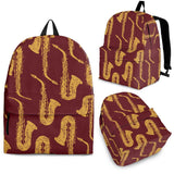 Hand Drawn Gold Saxophone Red Background  Backpack