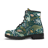 Dinosaurs Tropical Leaves Flower Pattern Leather Boots