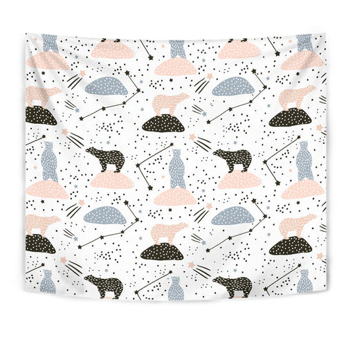 Polar Bears Star Poka Dot Pattern Wall Tapestry
